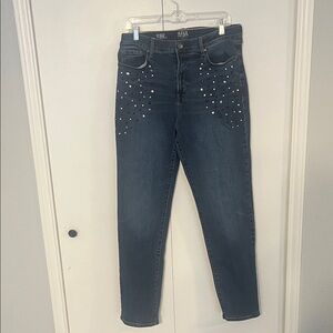 a.n.a Dark Blue Studded Skinny Jeans